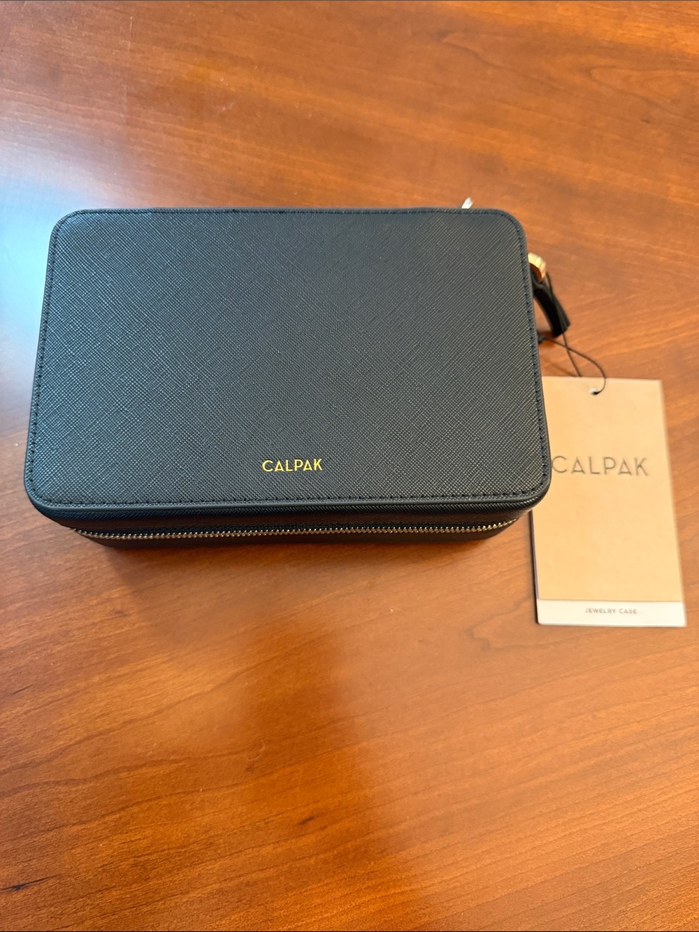 Calpak Black Jewelry Travel Case with Gold Logo